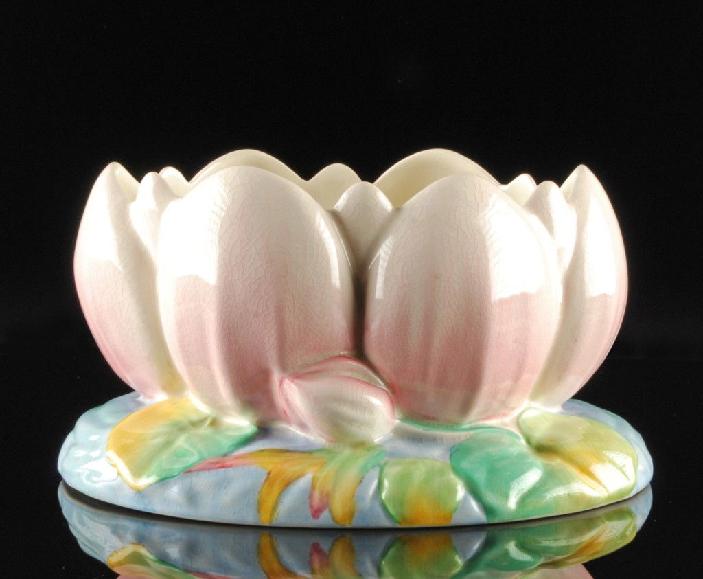 Clarice Cliff Pastel Colored Fruit Bowl, England: Clarice Cliff Pastel Colored Fruit Bowl, England, Circa 1938. Marked on bottom "Newport." Height; 5" x Width; 8 3/4"