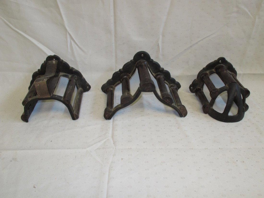 Set of 3 Early Reproduction Cast and Wood Harness : Set of 3 Early Reproduction Cast and Wood Harness Brackets