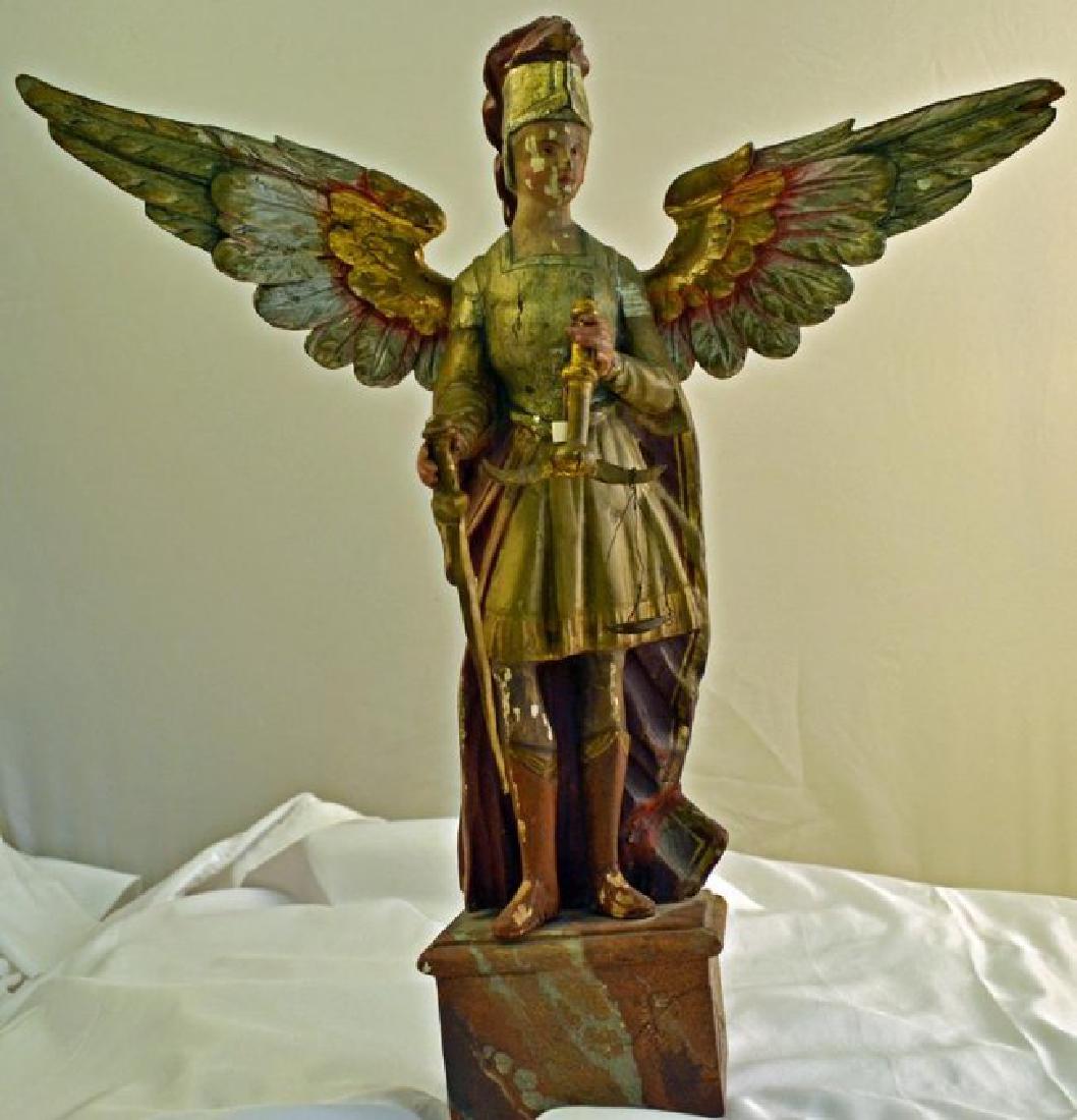1700s Rare archangel hand carved: French 1700s with origina sword