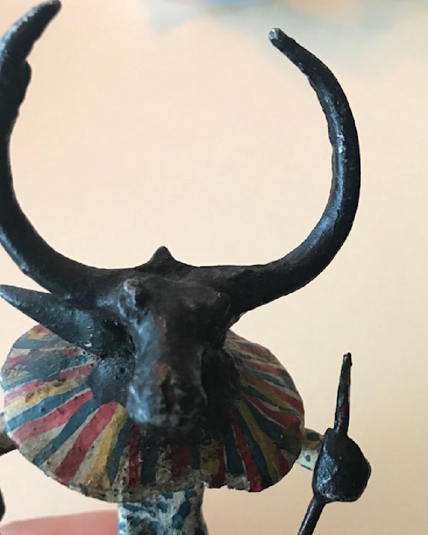 African Folk Art walk real Late early 1900s Metal: 6" X 3 1/2" W, Real and good condition painted sections