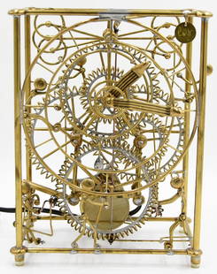 7 Man Clock by Gordon Bradt: Handcrafted with solid brass, Kinetic Sculpture 9.5" x 7" x 4.5"