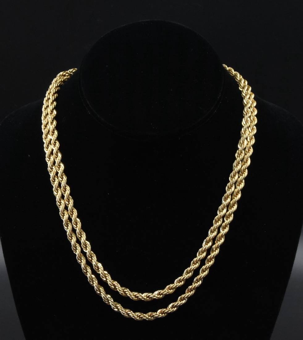 2.12 OZT Gold 12K gold large rope wive. 35" long: Gold 12K gold large rope wive. 35" long