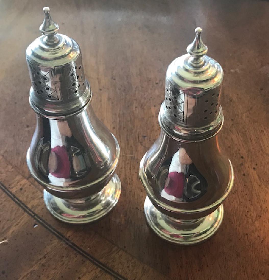 Sterling Silver Salt & Pepper Shakers Frank M Whiting: Condition used slight pings 5" x 2" Frank M Whiting 4.10 OZT