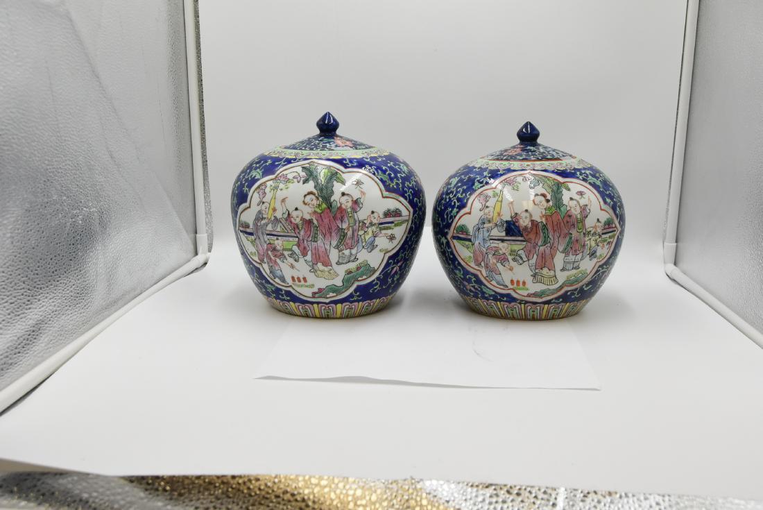 Two Chinese Ceramic Pots: 8L x 8.5H - 8L X 9H
