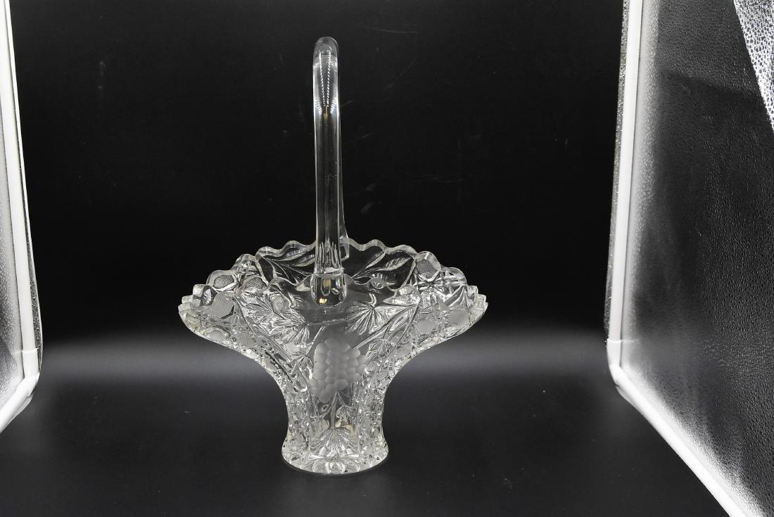American Lead Crystal Floral Basket Circa 1940's: 10L X 14H