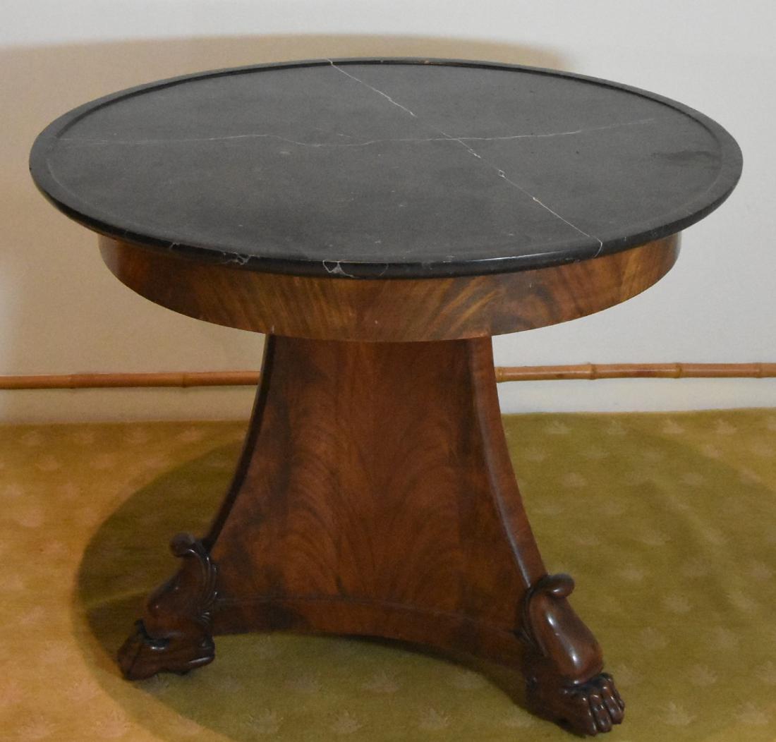 Antique Egyptian Revival Table: Egyptian Revival Round Table with Marble top on Castors - Antique English - 37" wide, 30" tall - beautiful