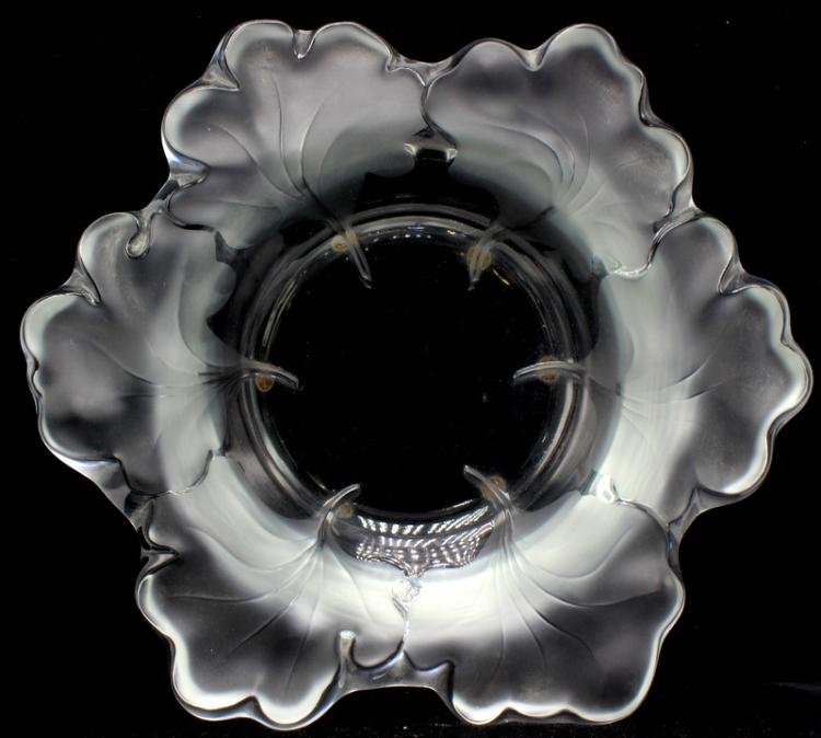Lalique Capucines Bowl.: Lalique Capucines Bowl. 12" diameter.