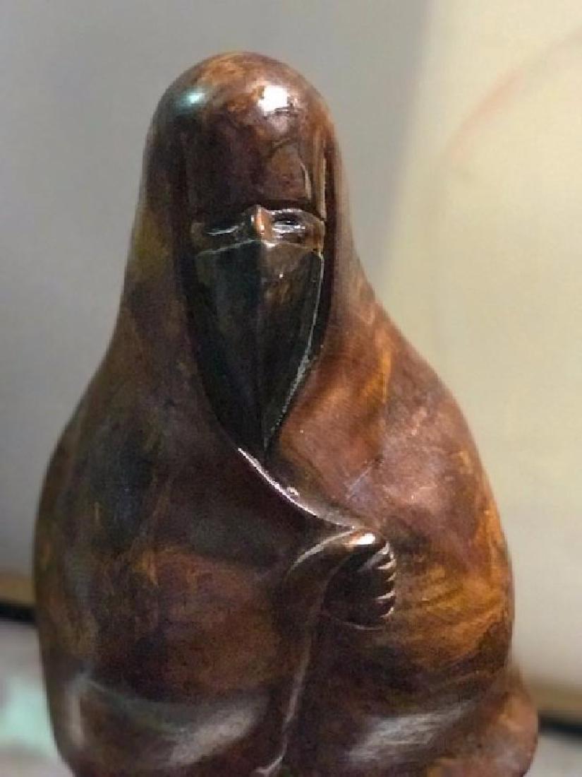 Middle Eastern Woman Carving signed "Milan": Wood Carving 23 inches high 8,5 inches in width
