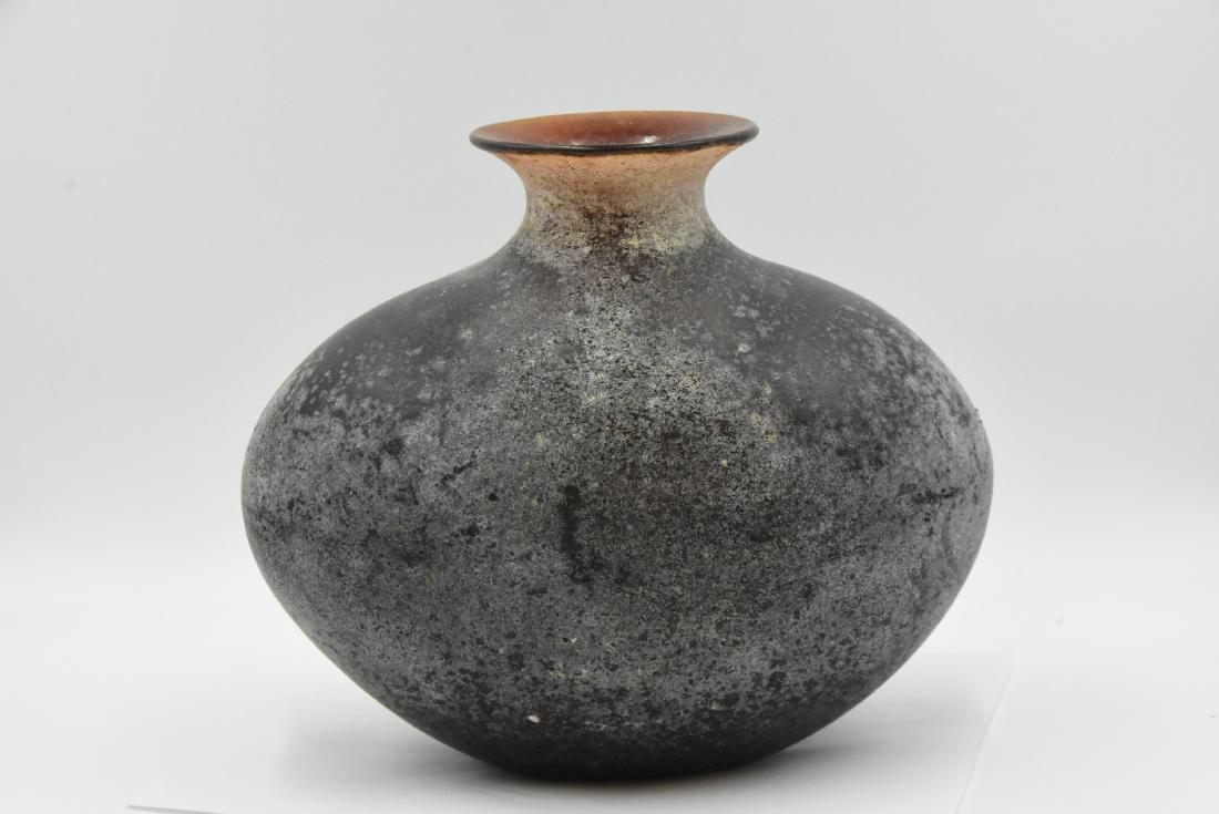 Signed Frosted Vase: 10L X 9H