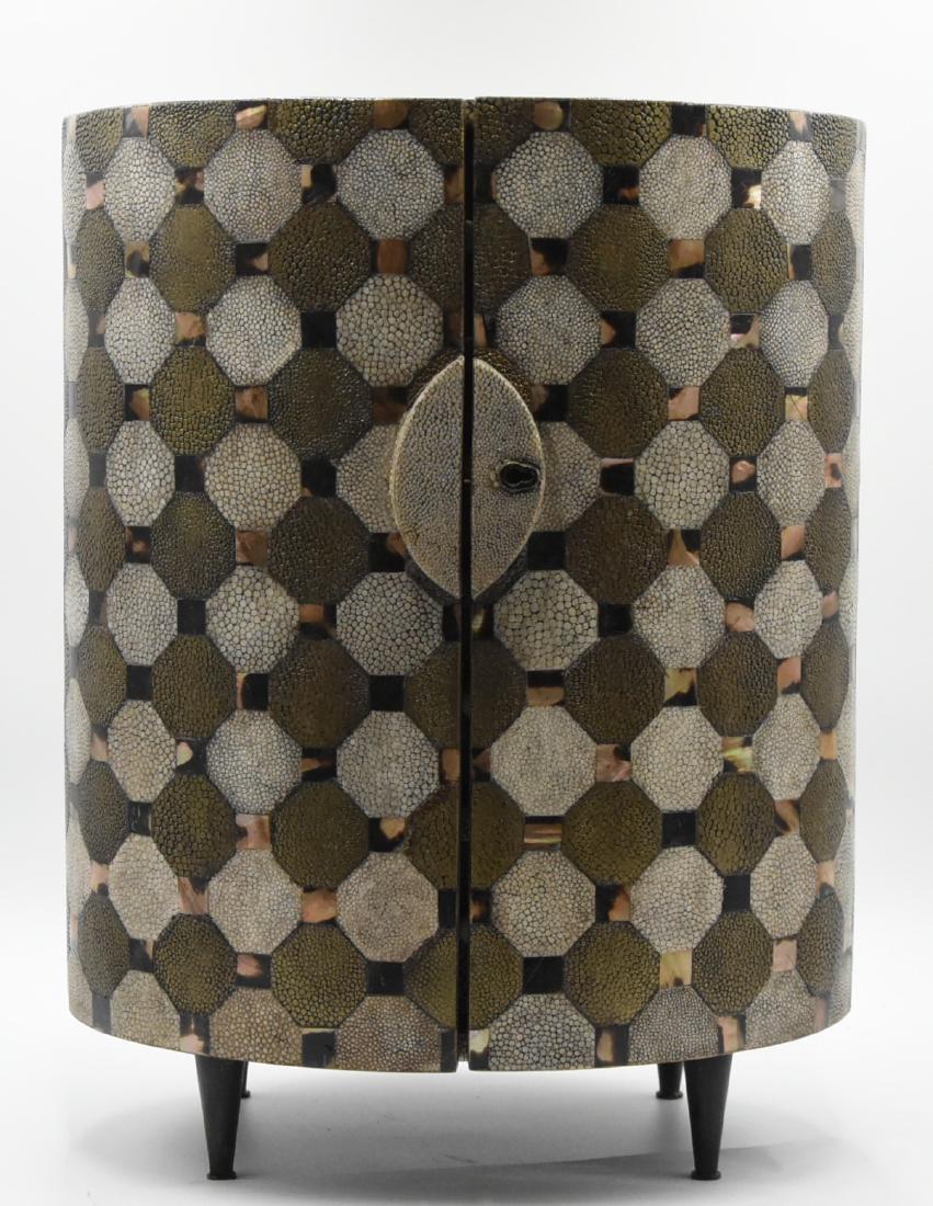 Shagreen Jewelry Case: Oval Shagreen Jewelry Case - 4 Drawers - Footed - 13" high, 10.5" long, 8" wide, Original Price 1065.00