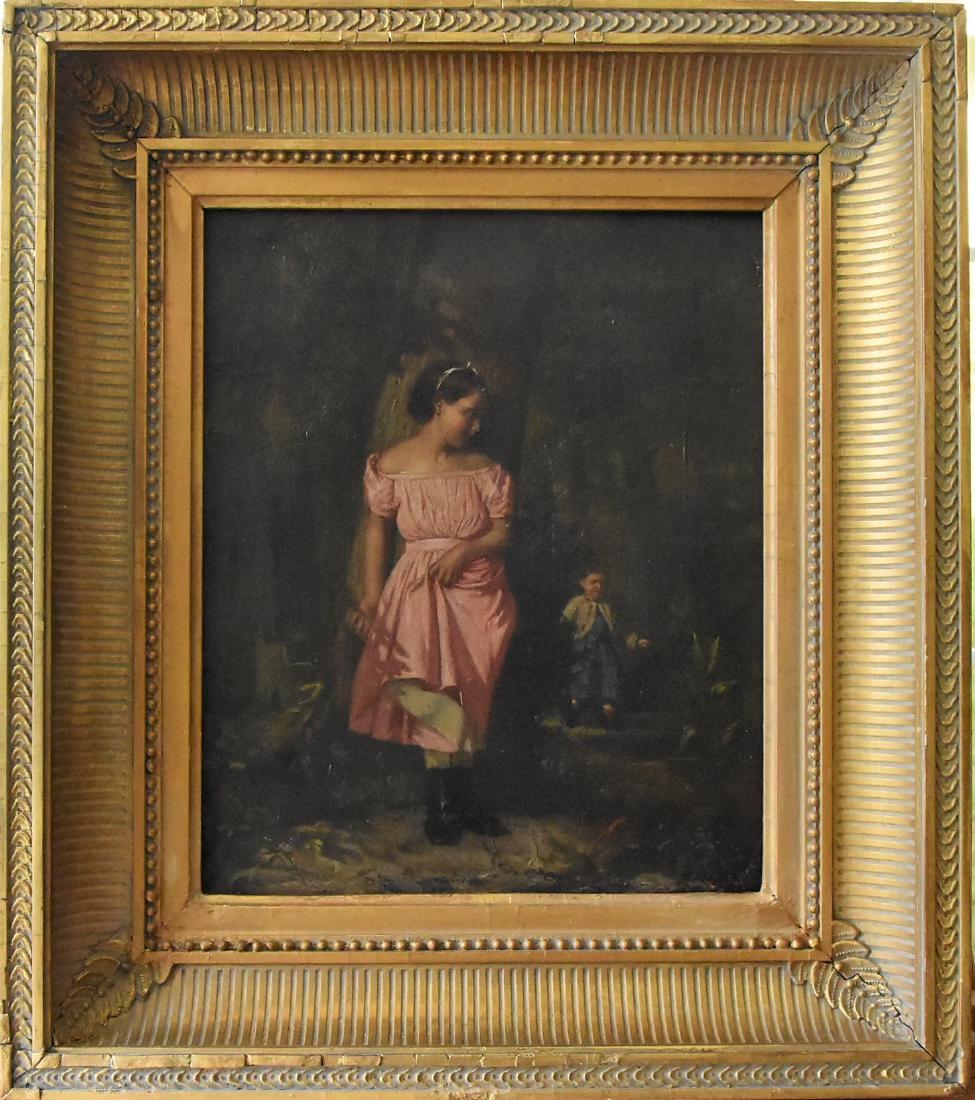 Hide and Seek in the manner of J W Waterhouse: measures 10" - 12" American Artist in the manner of JW Waterhouse 1849 - 1917