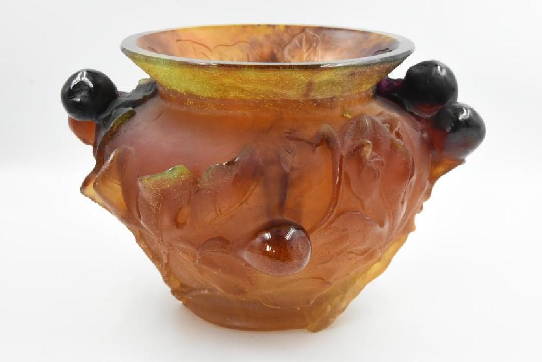 Daum France Heavy Blown Glass Bowl: 14.4 pounds 12 1/4 W X 8" H this bowl was worth $12,000. because of fracture See pictures still good piece