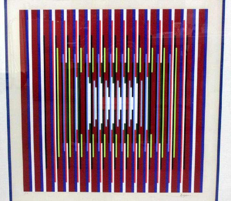 Yaacov Agam (IsraeliB b 1928-1953) Agamogam, signed: Yaacov Agam (IsraeliB b 1928-1953) Agamogam Serigraph 35"h x 36"w Hand Signed