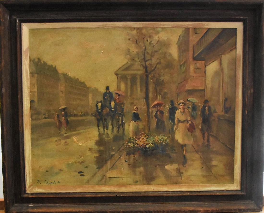 Original oil on canvas N. Chalet: Paris Street Artist N. Chalet Signed oil on canvas Late 1800s 31.5"W x 26"H
