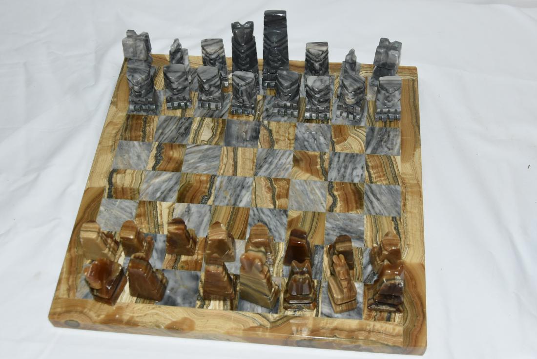 Onyx carved Chess Set with board and Pons (1 of 2)