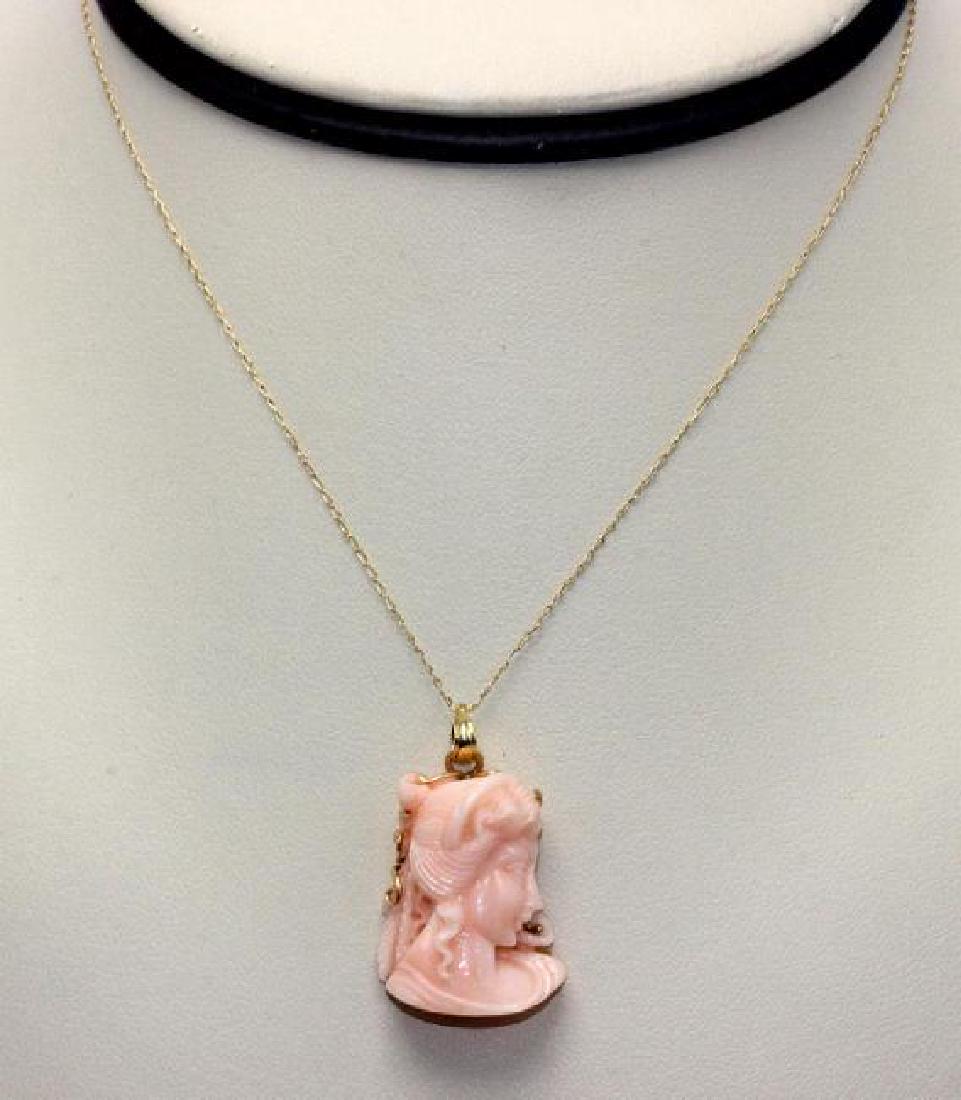 14k YG Mounted Carved Coral Bust Pendant (1 of 3)