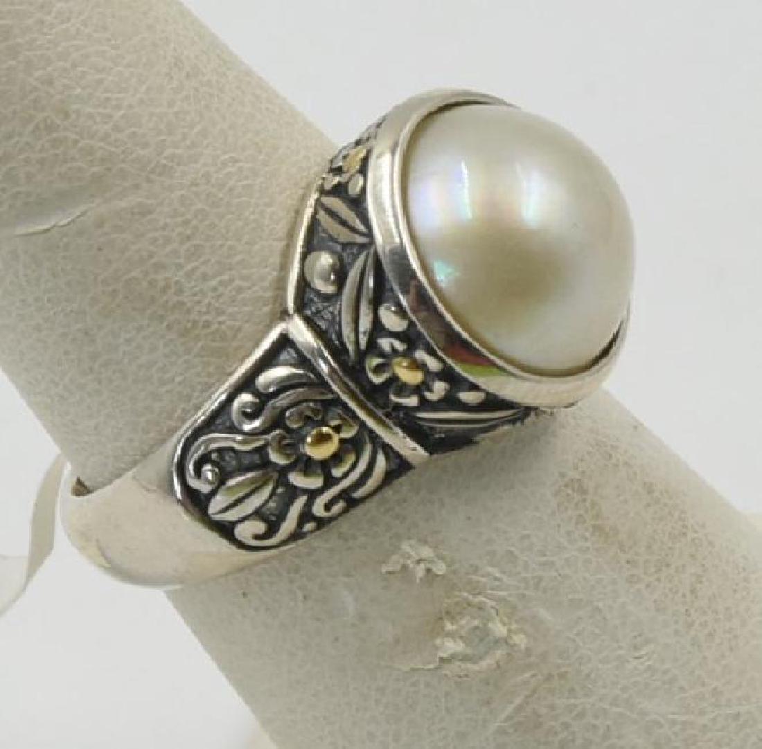 Ring Sterling & Pearl: .22ozt, Ring size 6.5