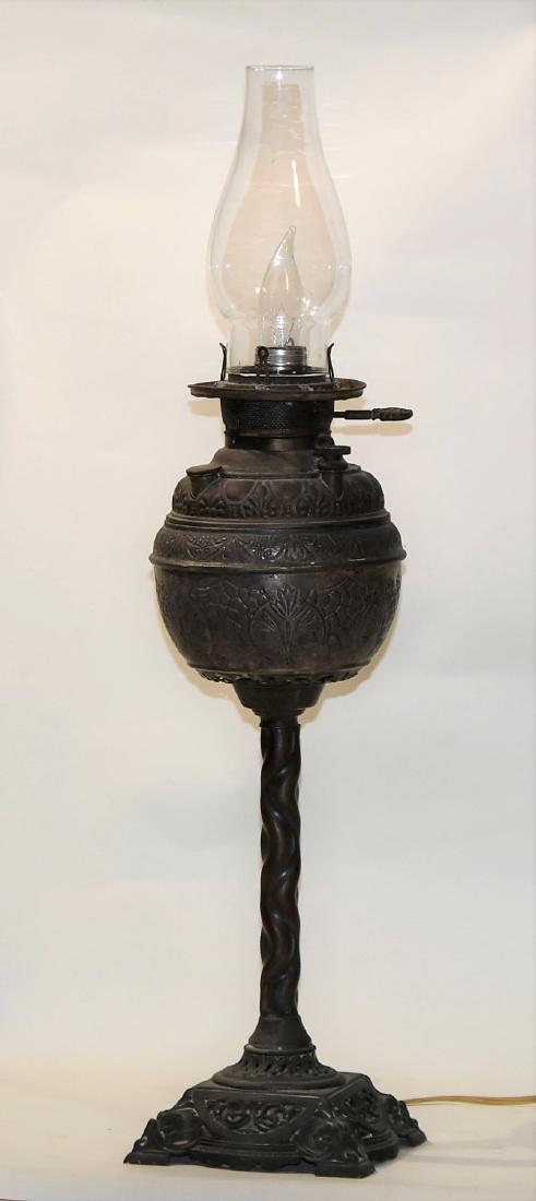 Antique Kerosene Lamp Victorian pewter converted to (1 of 4)