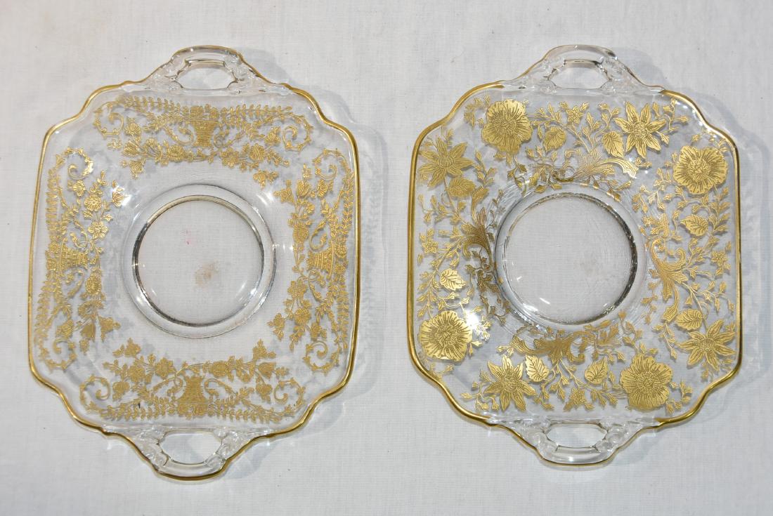 2 Cambridge Elegant glass Gold Overlay Sq Serving (1 of 2)