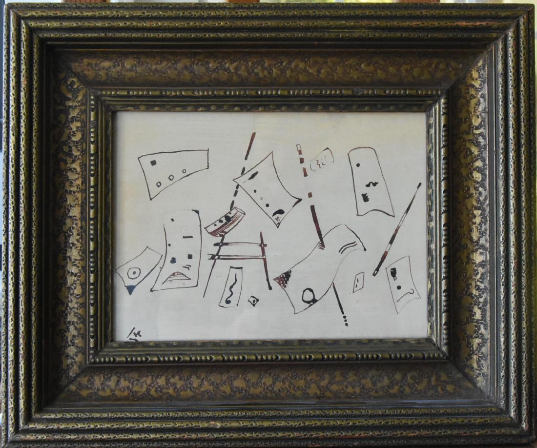 Wassily Kandinsky (1866-1944) Ink on paper Signed: Drawing Indian Ink 8, Watercolor size; 7 13/16" X 10 5/8" From the Dresbach Estate Palm Beach, Florida 1940sthis is an ORIGINAL Wassily Kandinsky.