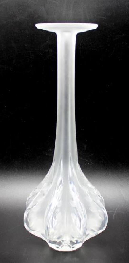 Lalique Signed Crystal "Claude" Crystal Vase 13 1/4": Lalique Signed Crystal "Claude" Crystal Vase 13 1/4" high