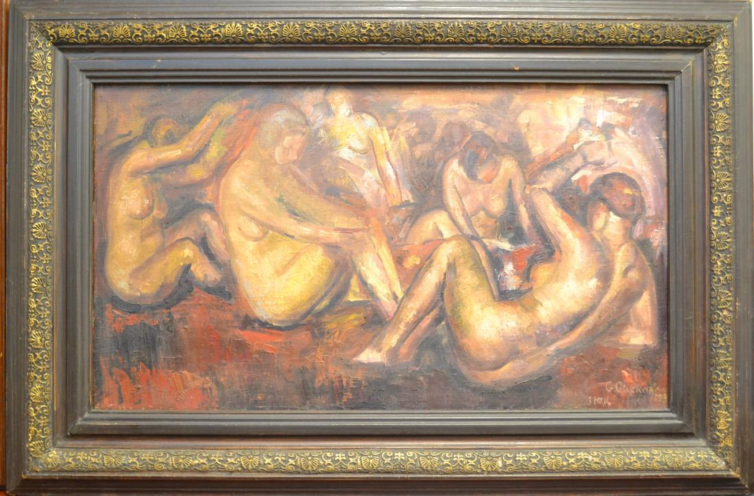 Russian Art, In the Manner of Grigory Gluckmann: Frame 34.5" x 23.5" Picture 27.5" x16"