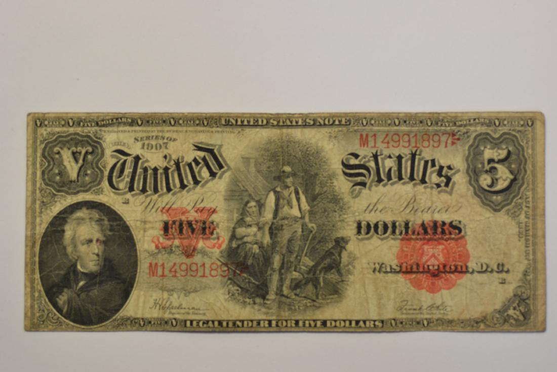 1907 Series - 5 dollar Bill: National currency USA