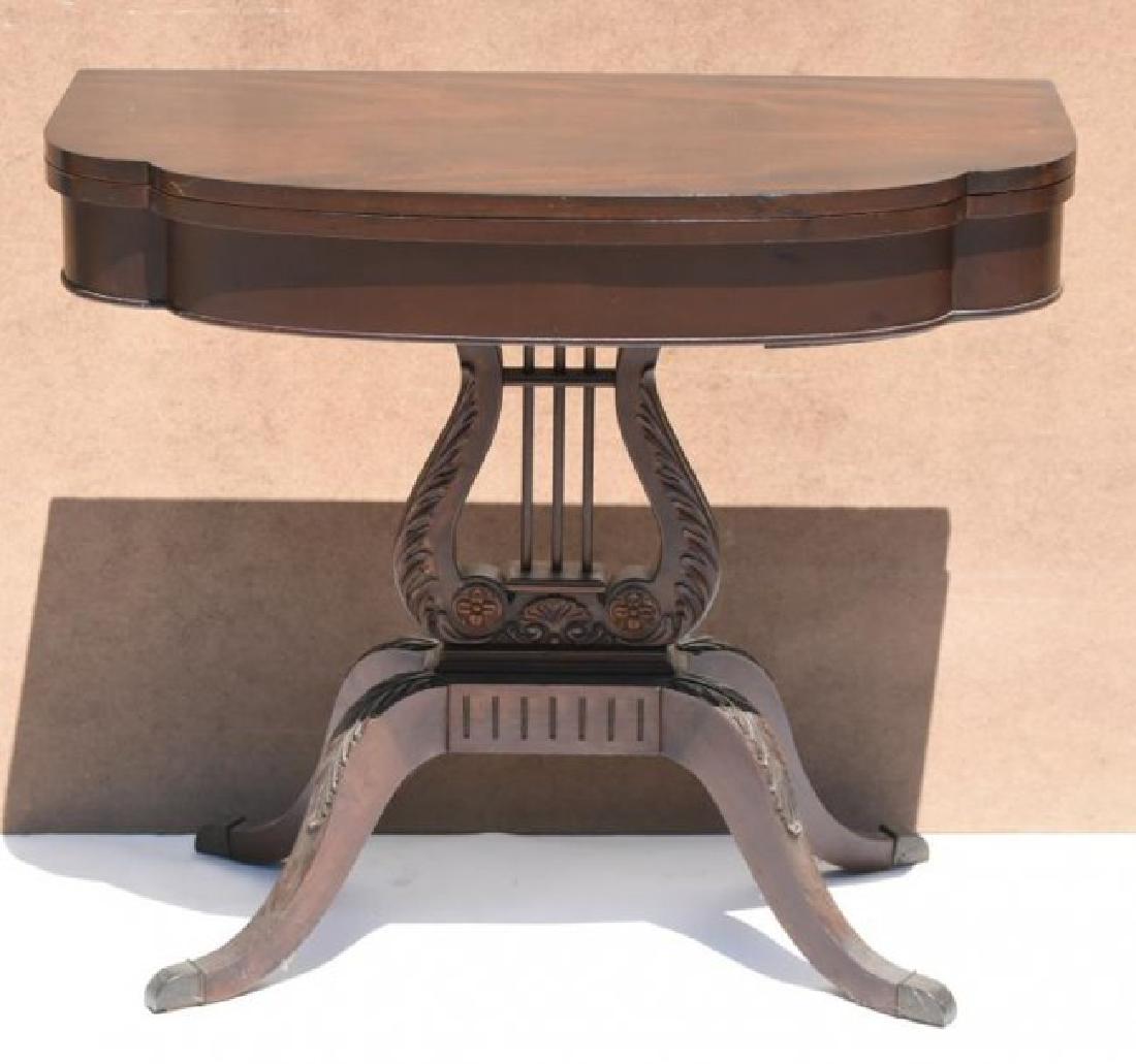 Antique Conversion Top Table Console to Game TableÂ : early 1800s Italian Secret storage space Size 30H x 35W x 18D x 36D when opened. Top turns to side to reveal storage