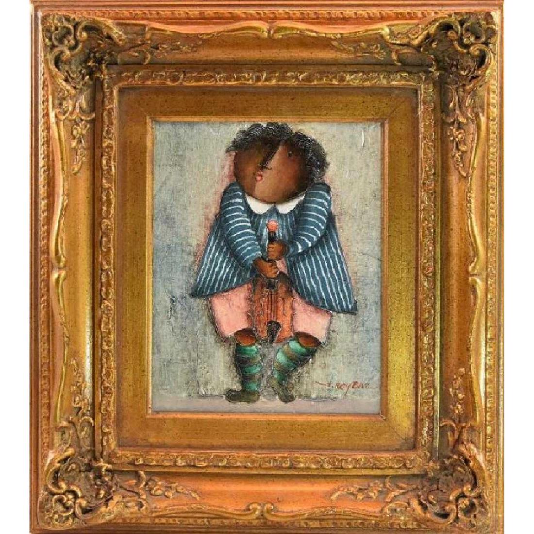 Joyce Roybal "Violinist" Original Painting: Joyce Roybal Original Acrylic on canvas, signed lower right. Measures 10.5"H x 8.5"W
