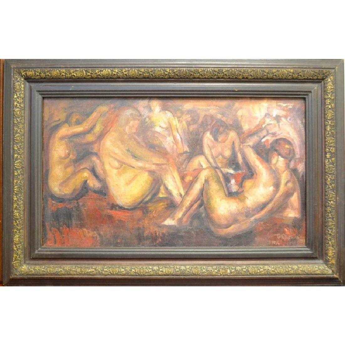 Russian Art, In the Manner of Grigory Gluckmann: Frame 34.5" x 23.5" Picture 27.5" x16"