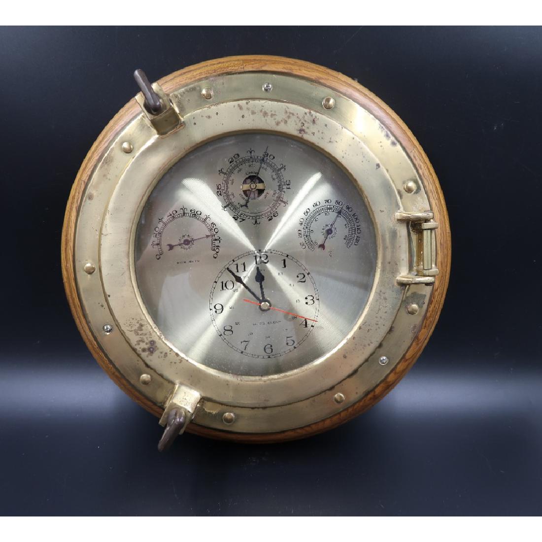 Porthole Clock: 13 1/2"R X 2"D inches Works