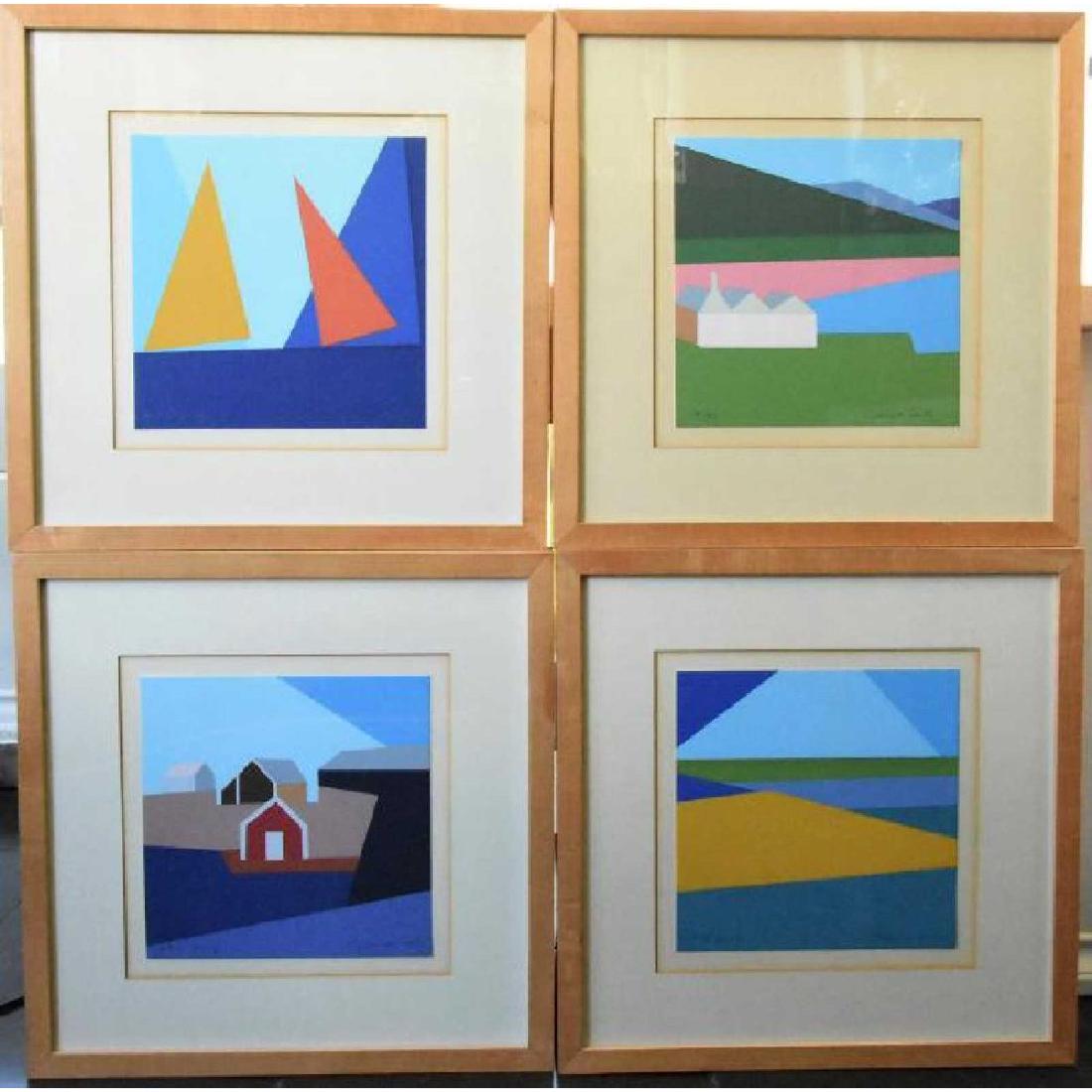 FRANCES COSTA (20th Century)(4): (4)"Untitled". Each a pencil signed artist's proof. Group of Four Color Lithographs. Image measuring 7 3/4" by 7 3/4". All have margins. In matching frames behind glass. (Cond: some light toning)