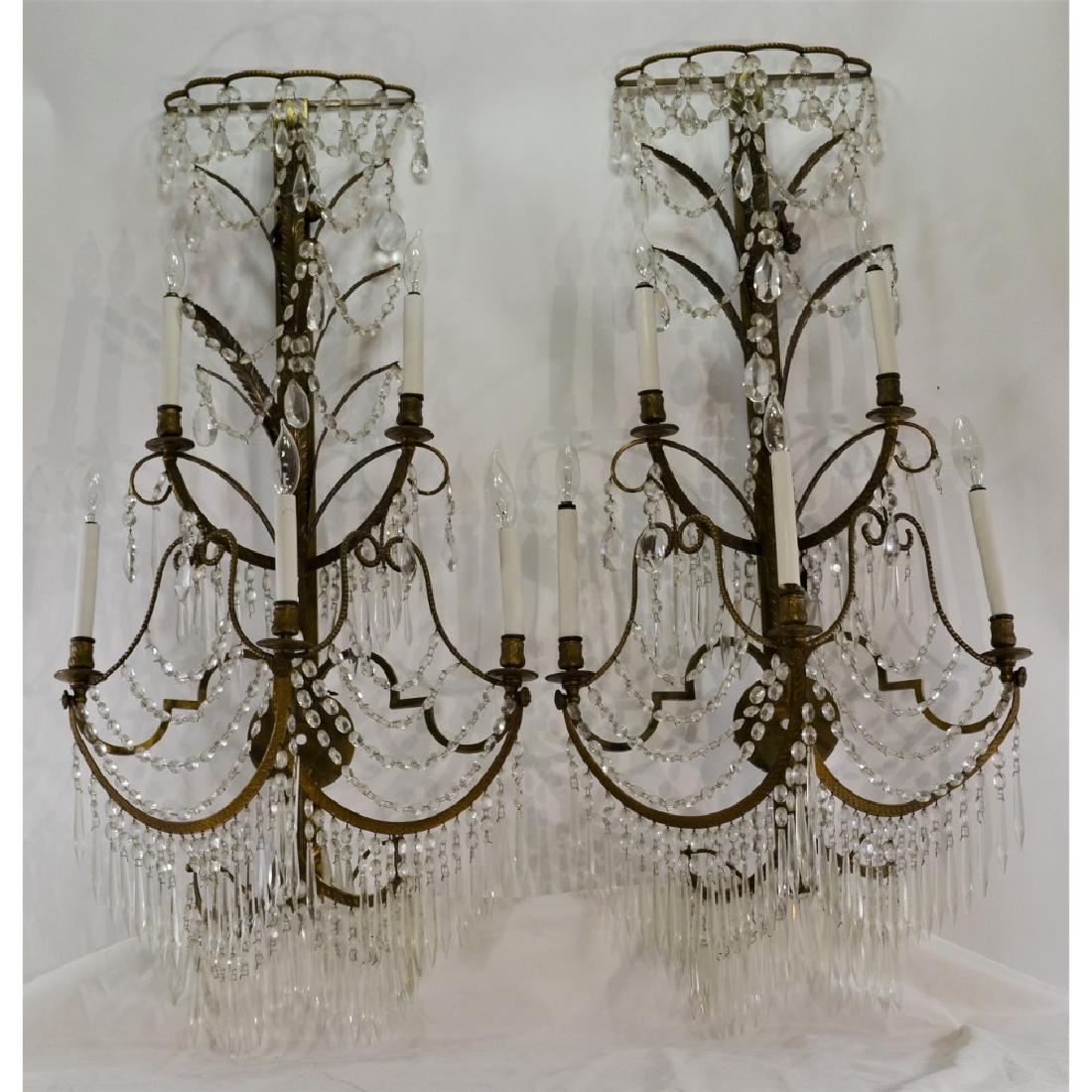 2 Antique French Sconces: Louis XV Style - 40 inches long x 20 inches wide