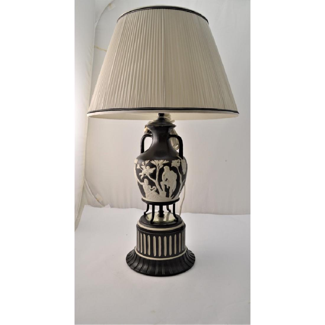 Lamp with Black and White Wedgewood design: 33 in high - 18 inches wide - 9 inch base