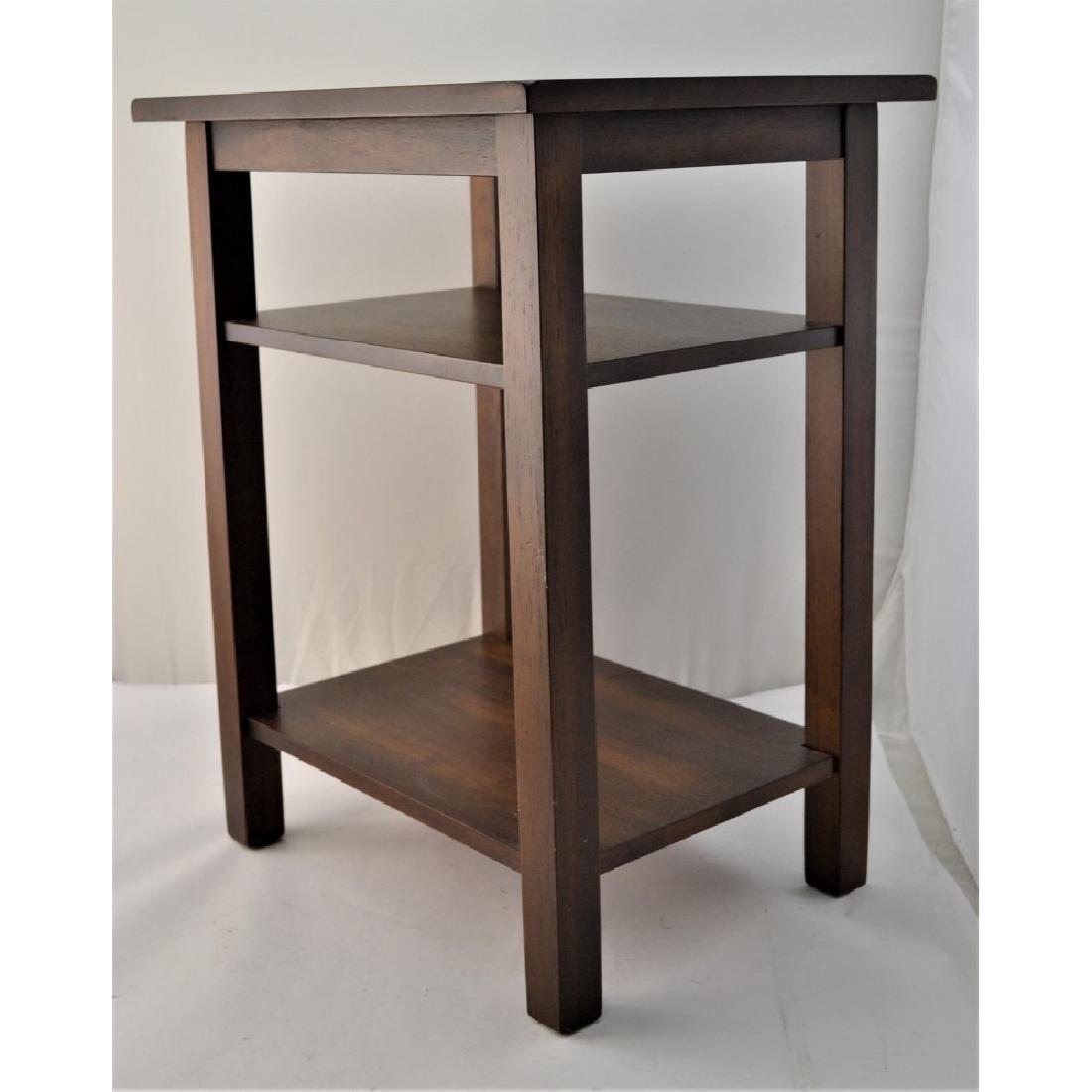 Wooden Side table with 2 shelves: 26.5 inches tall x 20 inches wide