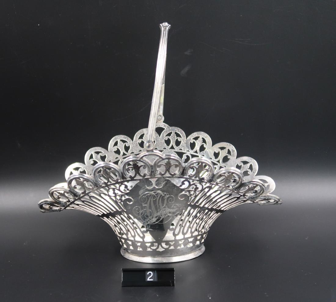 Sterling Bailey Banks & Biddle Cr 1880: Sterling basket 10.79 otz. 9 3/4" width x 5 1/4" high with handle 8 3/4" H