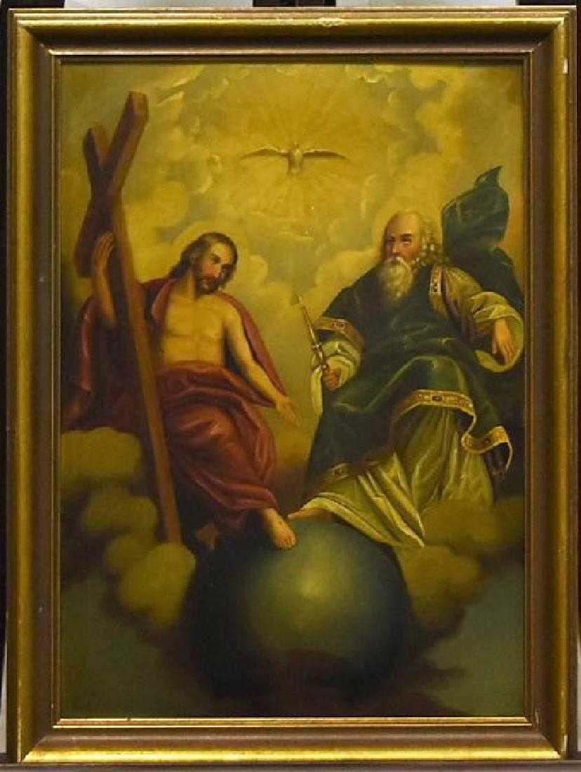 Oil on Tin Icon Original: Father, Son and the Holy Spirit Oil on tin original 21"H x 16"W