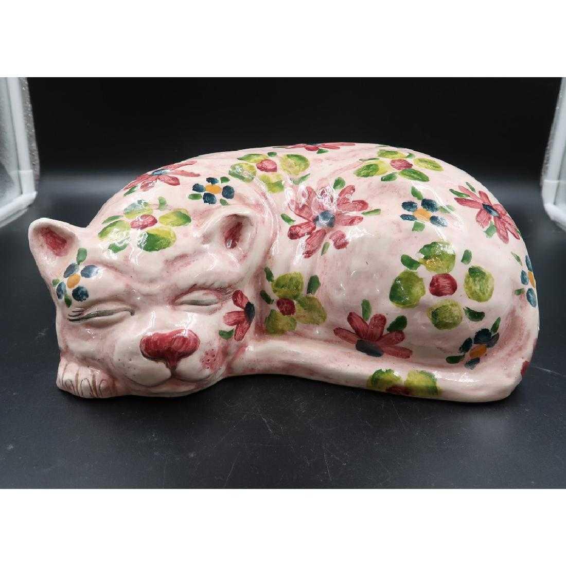 Hand crafted Tana Porcelain cat: 9in./12in./7in.]