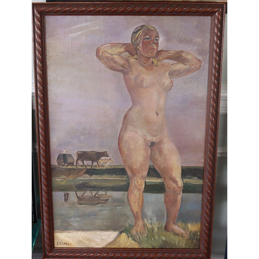Alexander Deyneka 1893-1969 Painting: Oil on canvas --- 28.5 x 19" Frame --- 17 x 26" Picture