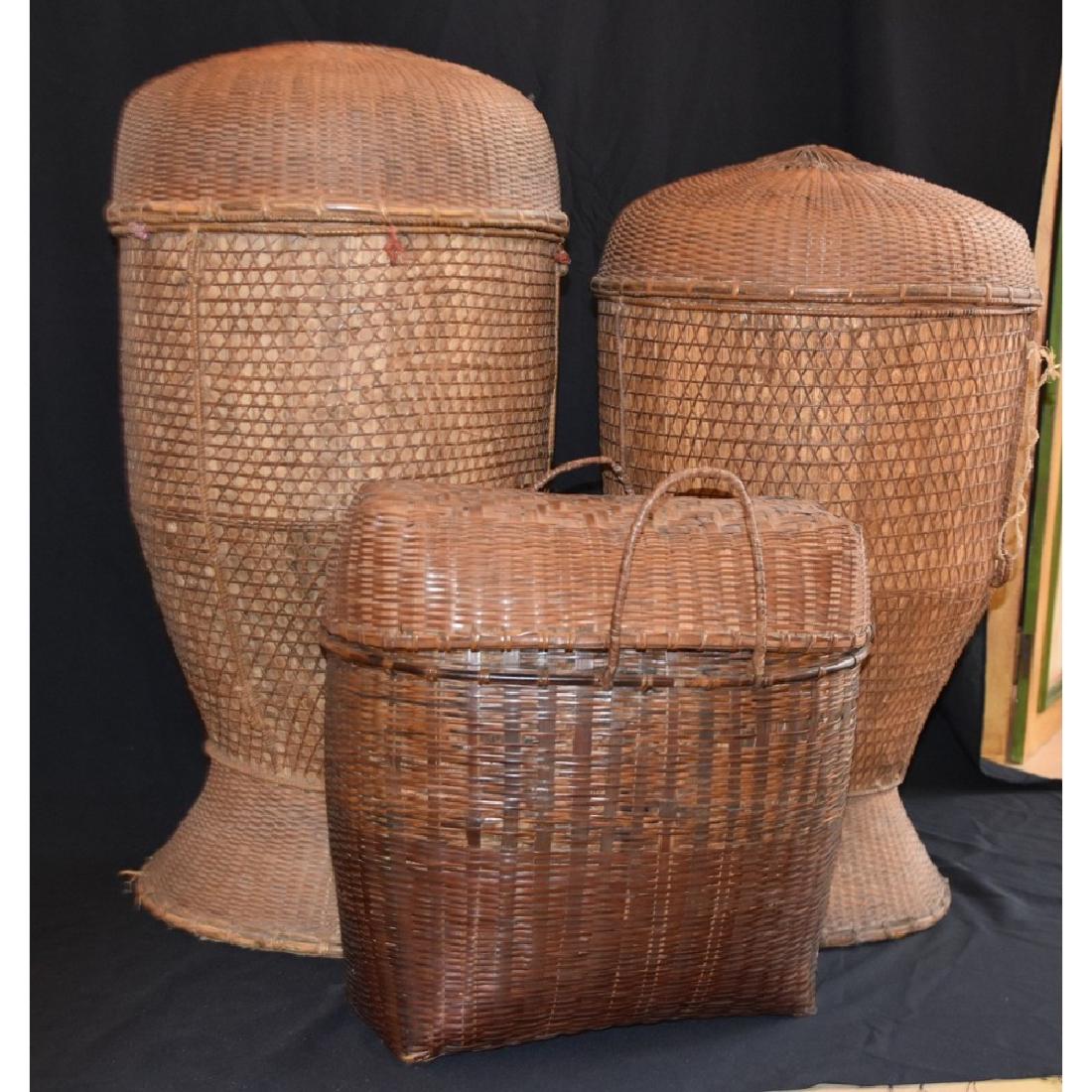 Chinese Rice Baskets  with Lids - Set of 3 - Vintage (1 of 3)