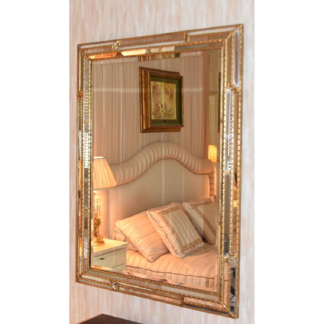 Gold Leaf Beveled Mirror with simulated Bamboo Frame (1 of 1)