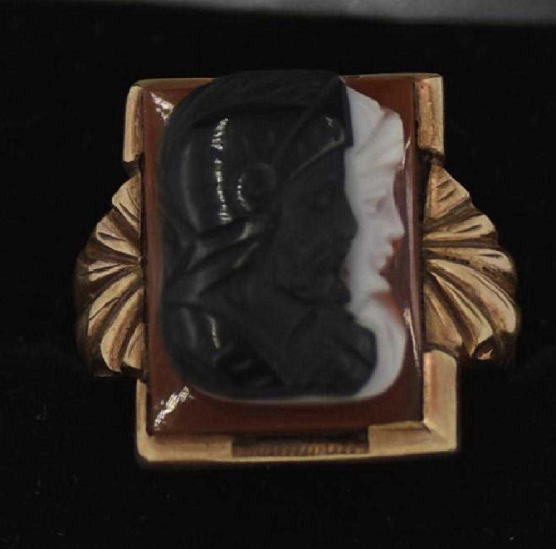 Art Deco Double Carved Gold Handmade Cameo Ring (1 of 2)
