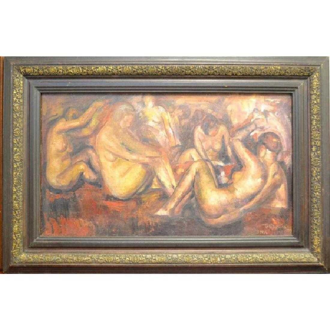 Russian Art, In the Manner of Grigory Gluckmann: Frame 34.5" x 23.5" Picture 27.5" x16"