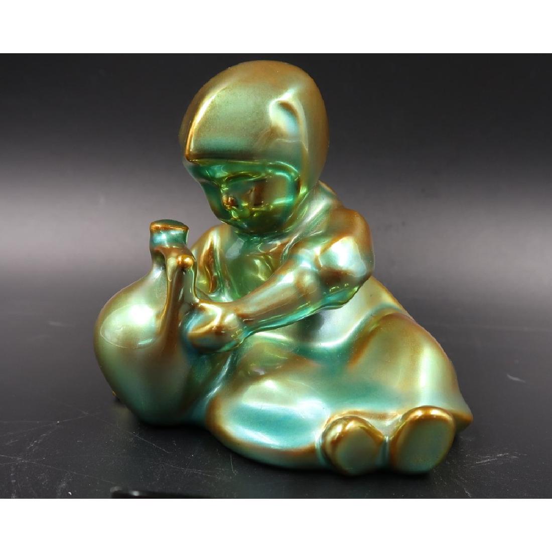 Zsolnay Green Eosin Hungary Porcelain Figurines (1 of 4)