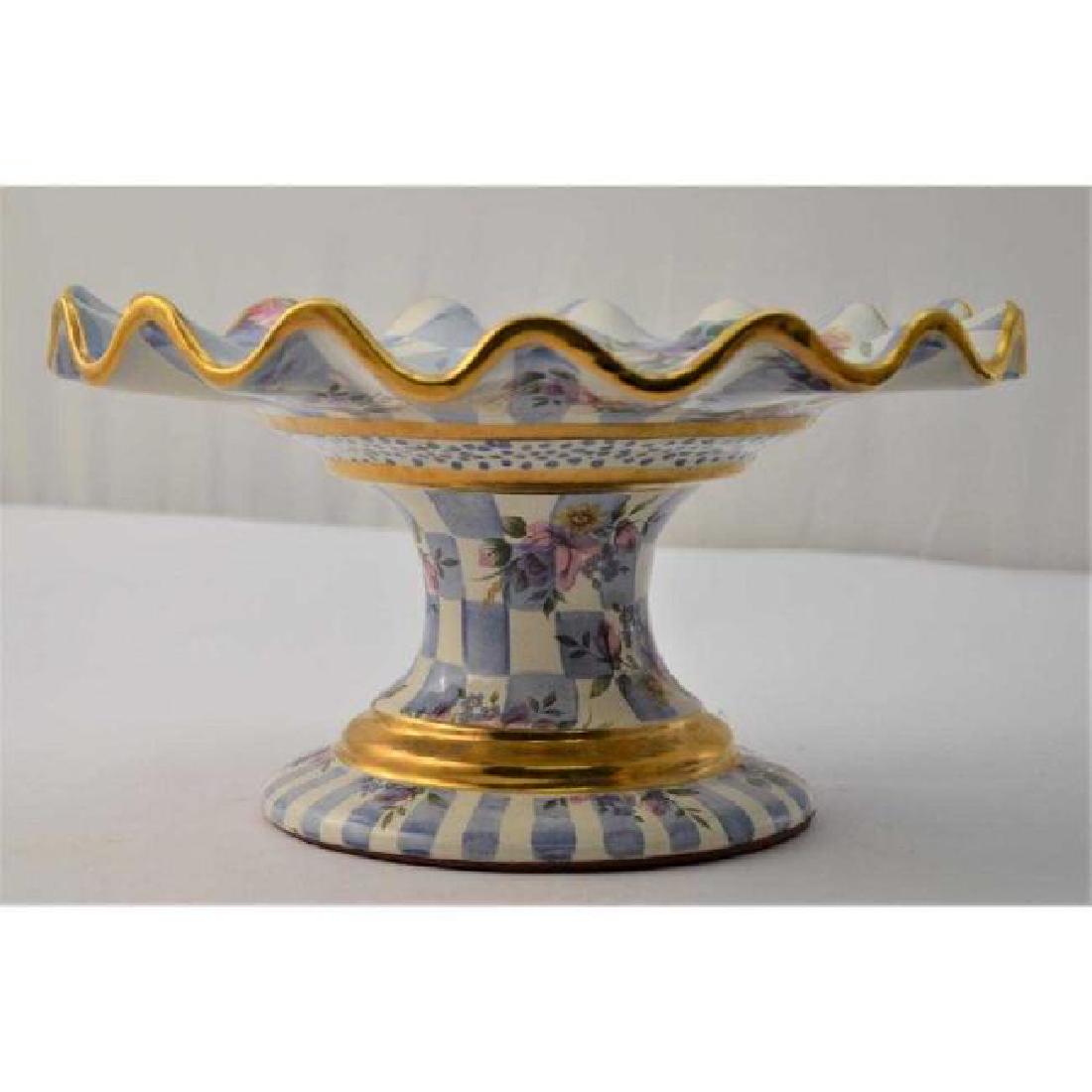 Cake Stand - Mackenzie Childs - Morning Glory Pattern: 12 inch diameter x 6.5 inches tall