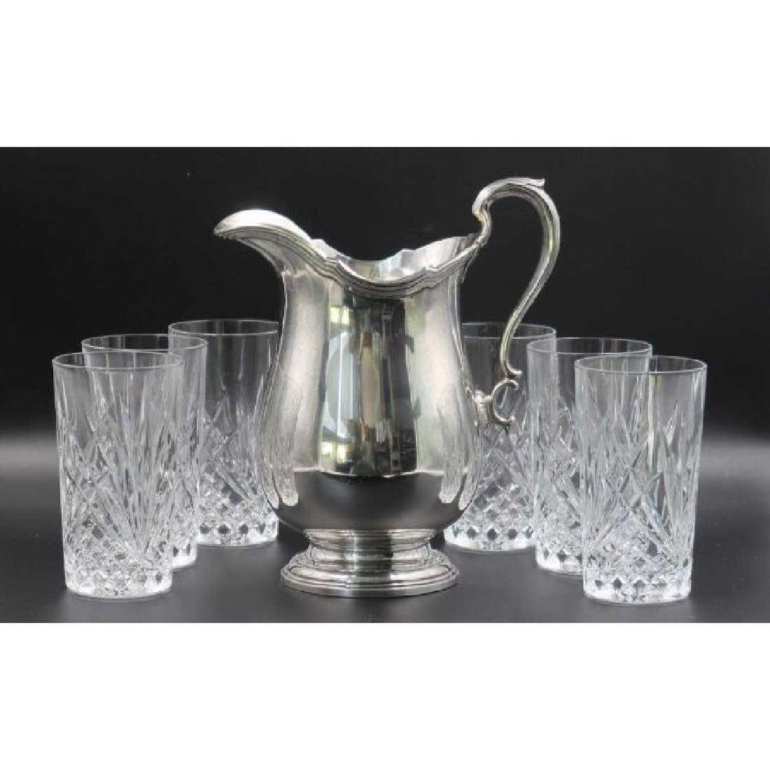 Tiffany & Company Sterling Silver Water Pitcher &: Tiffany & Company 22607 4 pints Sterling Silver Water Pitcher 39.52 ozt. Pitcher 10 x 5 x 9 -- Glasses 5.5 x 3.25"