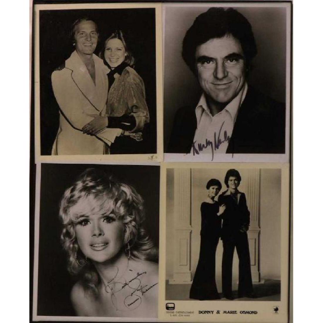 Pat Boone, Anthony Newly, Osmonds, Connie Stevens: 8" X 10" Photos (not prints) in a frame 20" High X 16" Wide Inches some of the photos are signed.