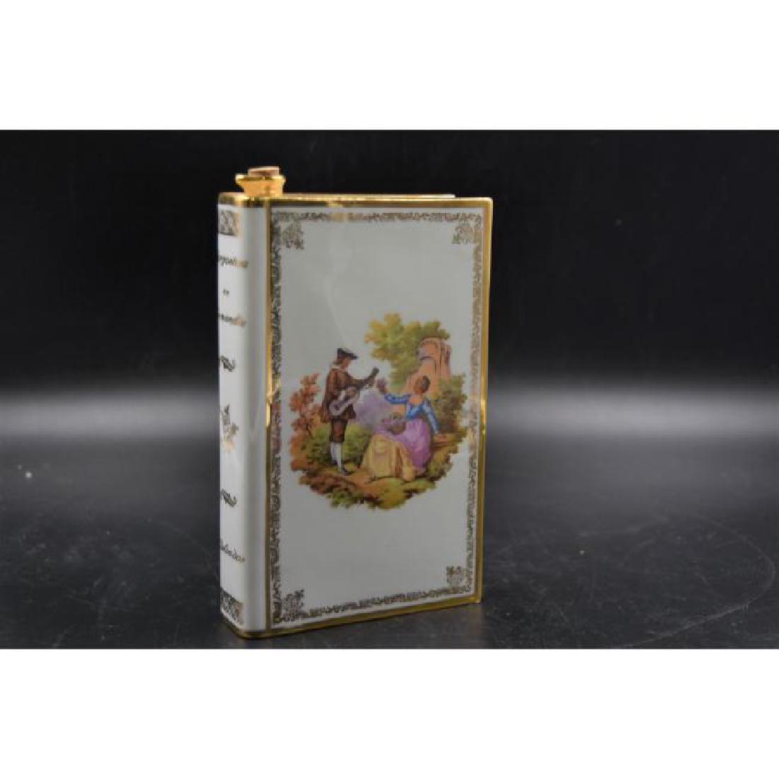 Limoges Flask shaped like a book - French motif edged (1 of 4)