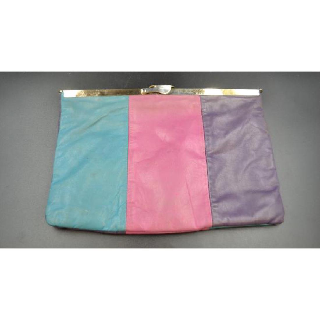Designer Multi Colored Clutch - Leather: 11" long x 7.5" tall