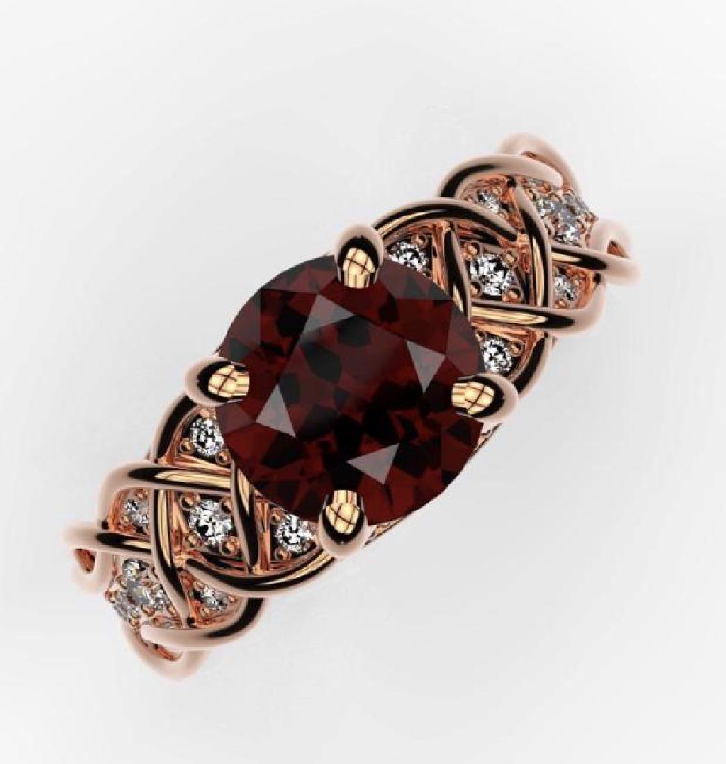 10K Rose Gold, 2.00ct. Ruby Ring & 0.02ct. Diamond (1 of 5)
